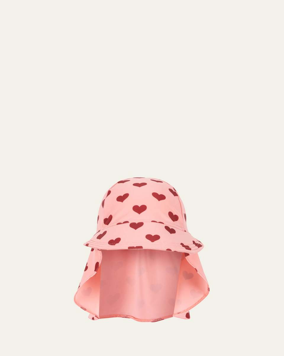 Girl's Manuca Heart-Print Sun Hat, Size Newborn-8